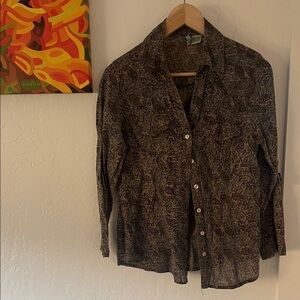 Cotton Purple and Grey Paisley Button-Up Shirt